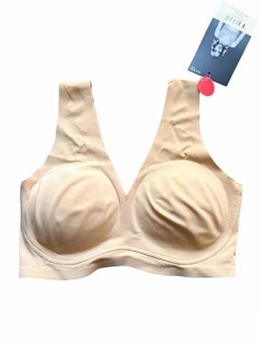 True & Co True Body Lift Wireless V-Neck Bra Beige XS NWT
